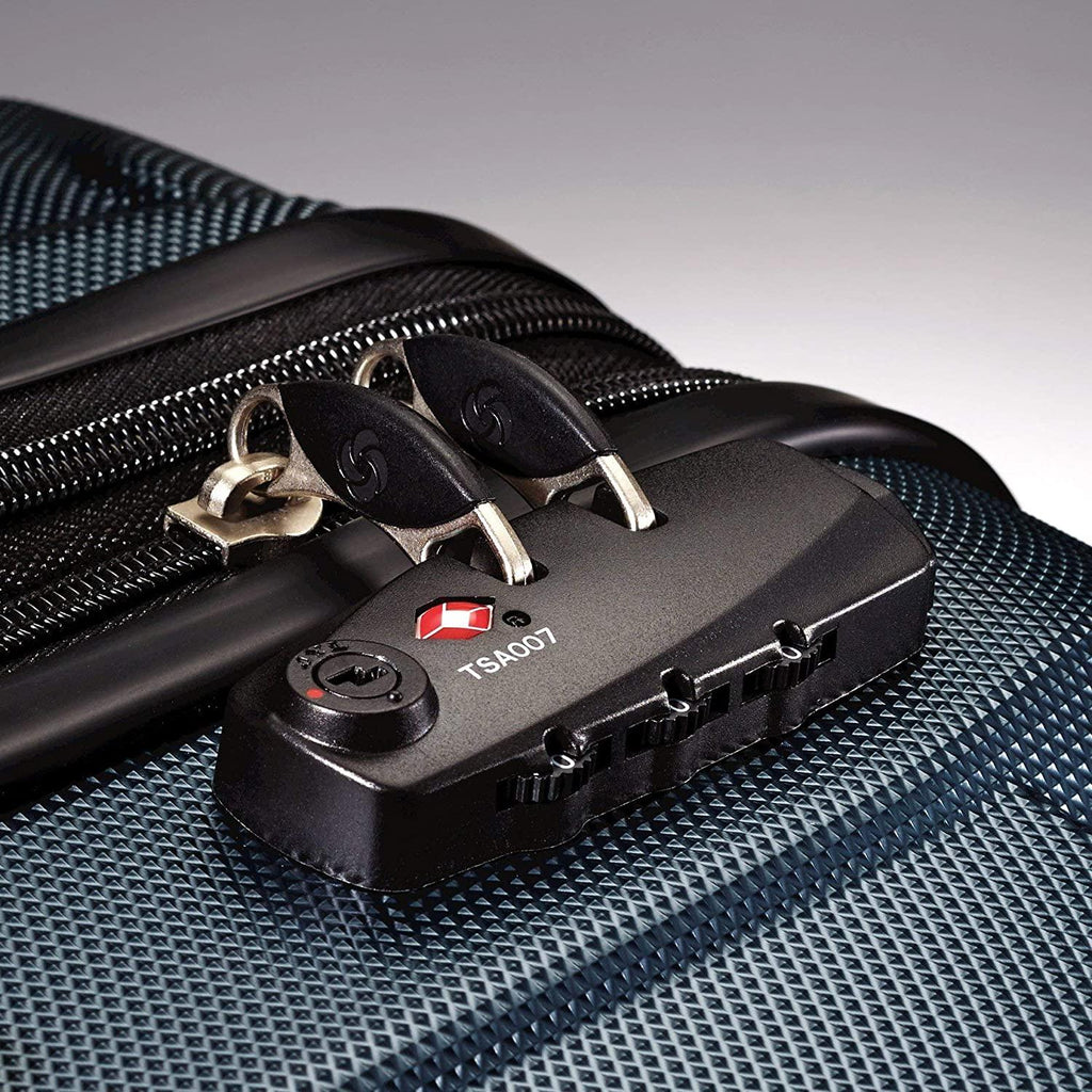 Omni Pc Hardside Expandable Luggage with Spinner Wheels (Navy, Checked-Large 28-Inch)
