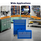 13-Drawer Rolling Tool Chest with Double Doors, 2 in 1 Detachable Rolling Tool Chest Combo, Mobile Tool Cabinet with Drawers, Metal LarLockable Tool Box for GaraWorkshop (Blue)