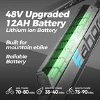 eAhora AM100 Plus 48V 12AH Electric Mountain Bike 27.5IN Urban Electric Bikes for Adults, Dual Hydraulic Brakes, Full Air Suspension, Color Password Display, Removable Battery, 9 Speed Gears