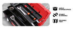 Tool Box Organizer Portable 3-layer Folding Toolbox with Non-slip Handle Tray for Garage, Workshop and On-the-Go Repairs, Red/Black
