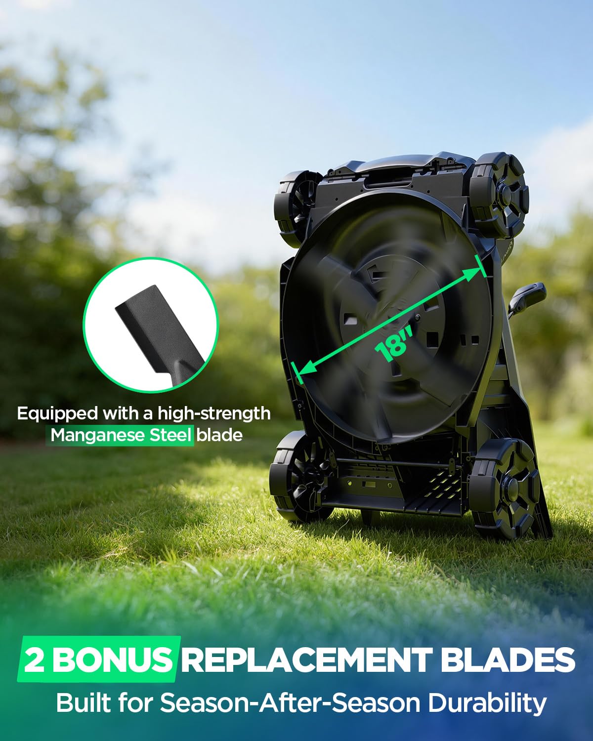 18" Electric Lawn Mower, 40V Cordless Lawn Mower with 2x8.0Ah Batteries &amp; Charger, Brushless Motor, 2-in-1 Mulching &amp; Bagging, 6-Position Height Adjustment, for Medium Yards