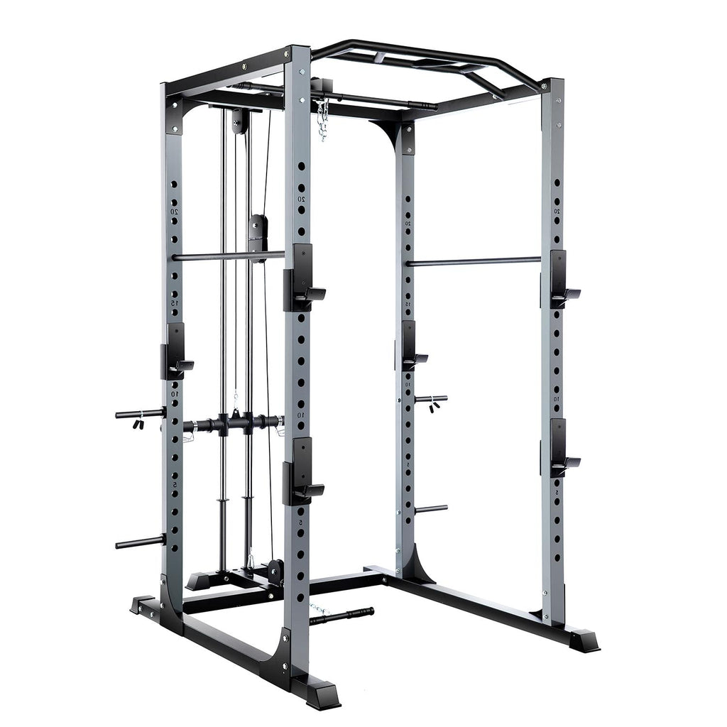 Vanswe Power Cawith LAT Pull Down Power Rack with J-Hooks, Safety Bars 1300 pound Weight Capacity 2鑴2.75 inch Steel