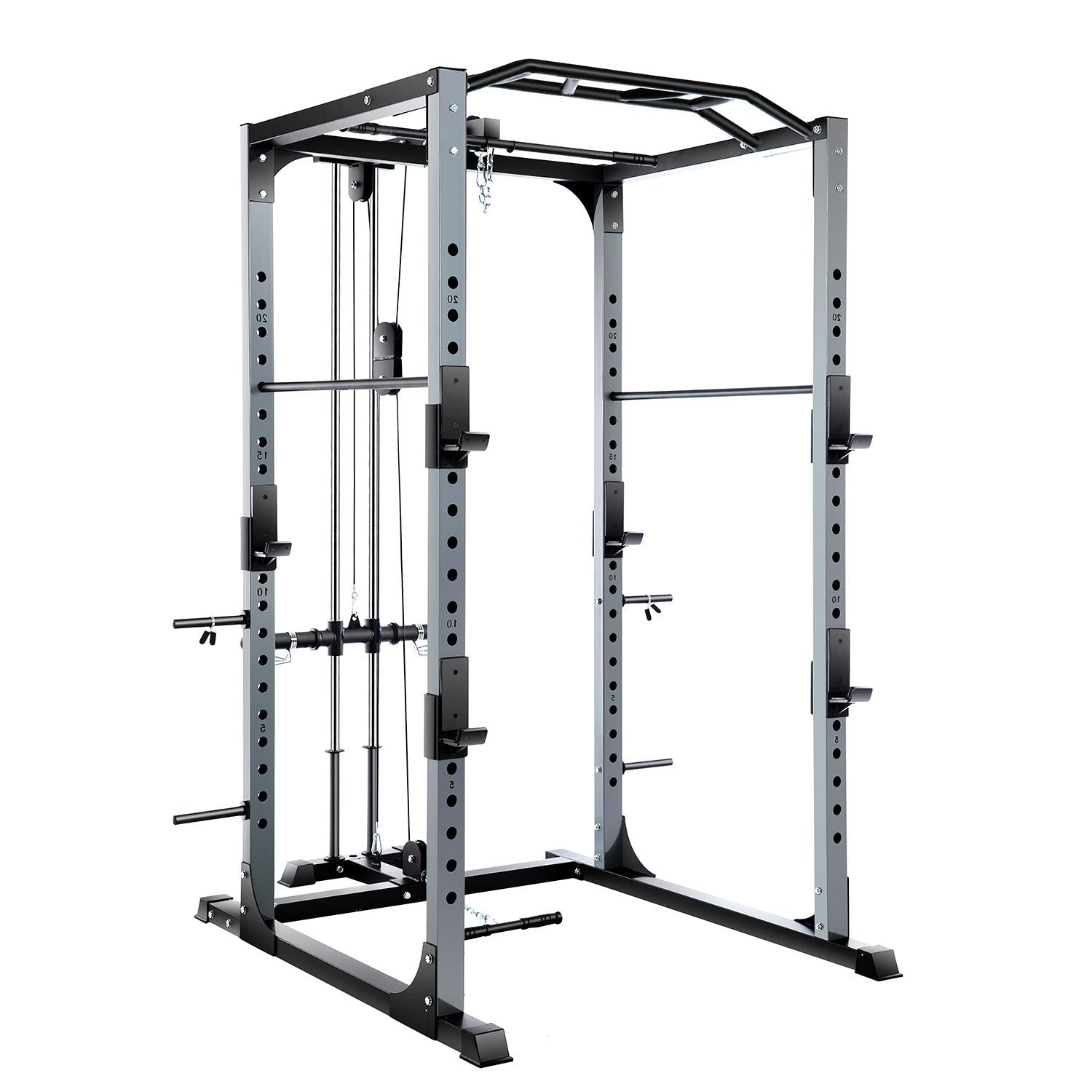 Vanswe Power Cawith LAT Pull Down Power Rack with J-Hooks, Safety Bars 1300 pound Weight Capacity 2鑴2.75 inch Steel