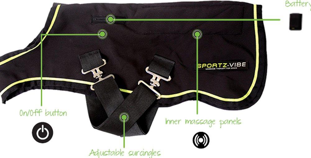 Horseware Ireland - Sportz-Vibe MessaTherapy Dog Coat - Black &amp; Green - XL