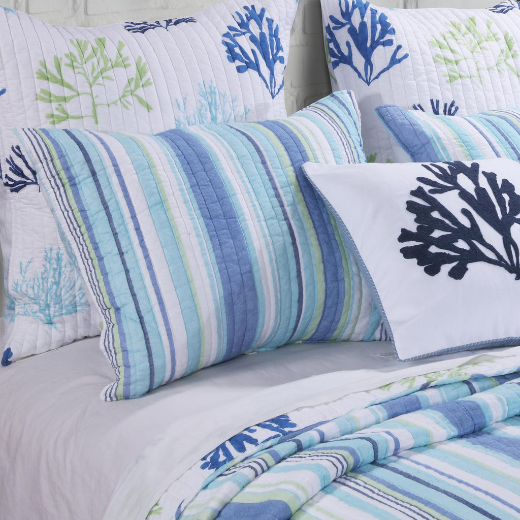Levtex Home - Copa Cabana Quilt Set - Twin/Twin XL Quilt (68x86in.) + One Standard Pillow Sham (26x20in.) - Coastal - Blue, Green and White - Reversible - Cotton Fabric