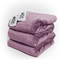 Queen Size Microlight Electric Heated Blanket with Dual Controllers, Purple
