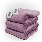 Queen Size Microlight Electric Heated Blanket with Dual Controllers, Purple