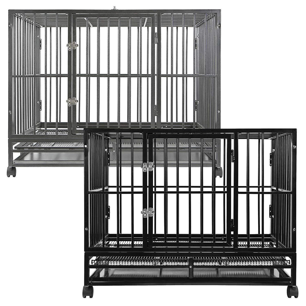 Smith Heavy Duty Dog Cage, 42-Inch, Hammered Silver