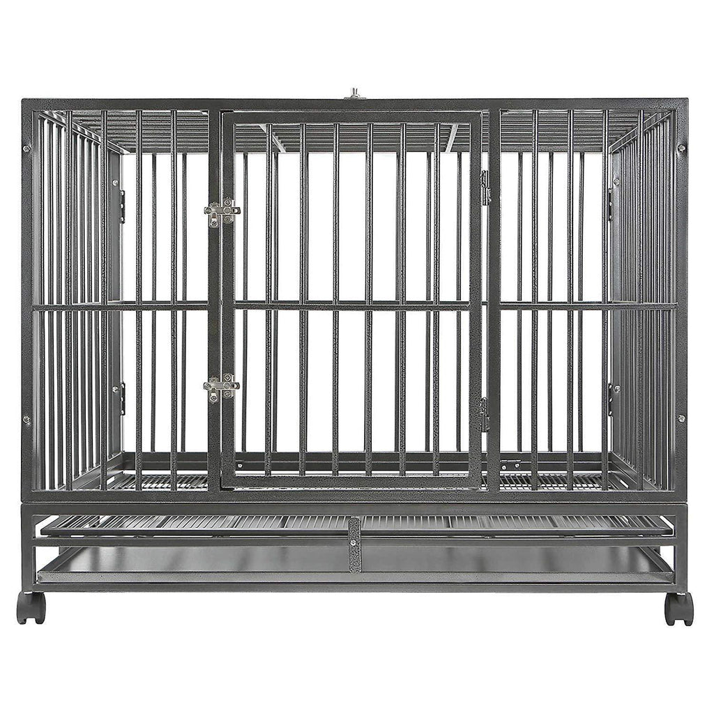 Smith Heavy Duty Dog Cage, 42-Inch, Hammered Silver