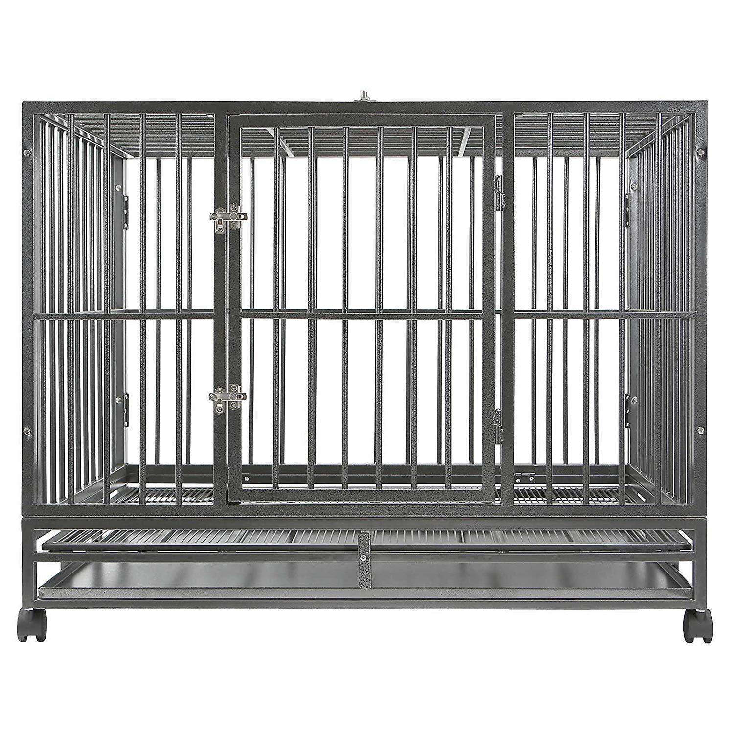 Smith Heavy Duty Dog Cage, 42-Inch, Hammered Silver