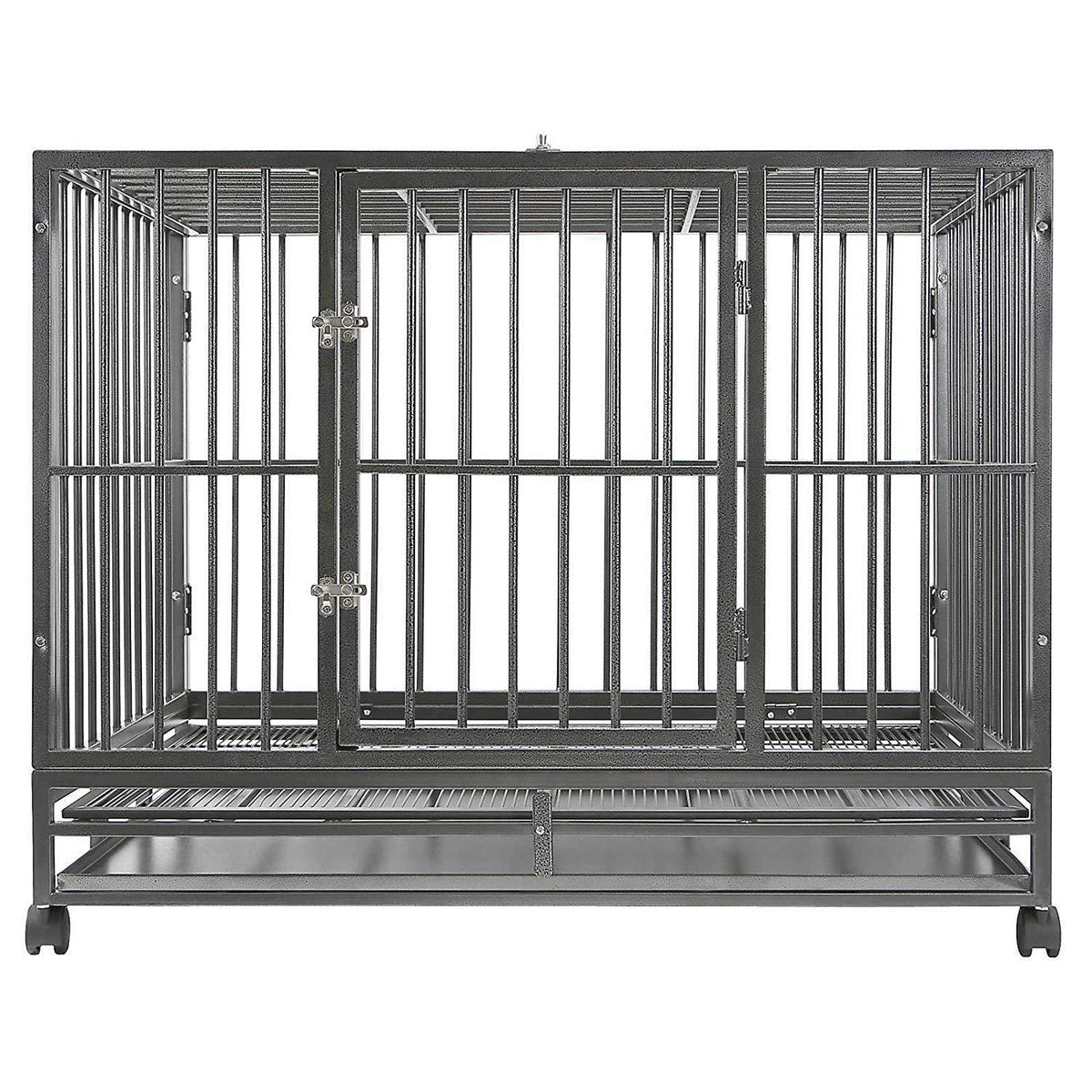 Smith Heavy Duty Dog Cage, 36-Inch, Hammered Silver