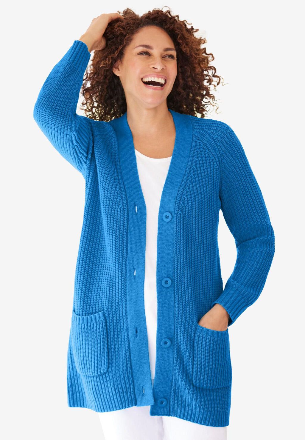 long-sleeve shaker cardigan sweater