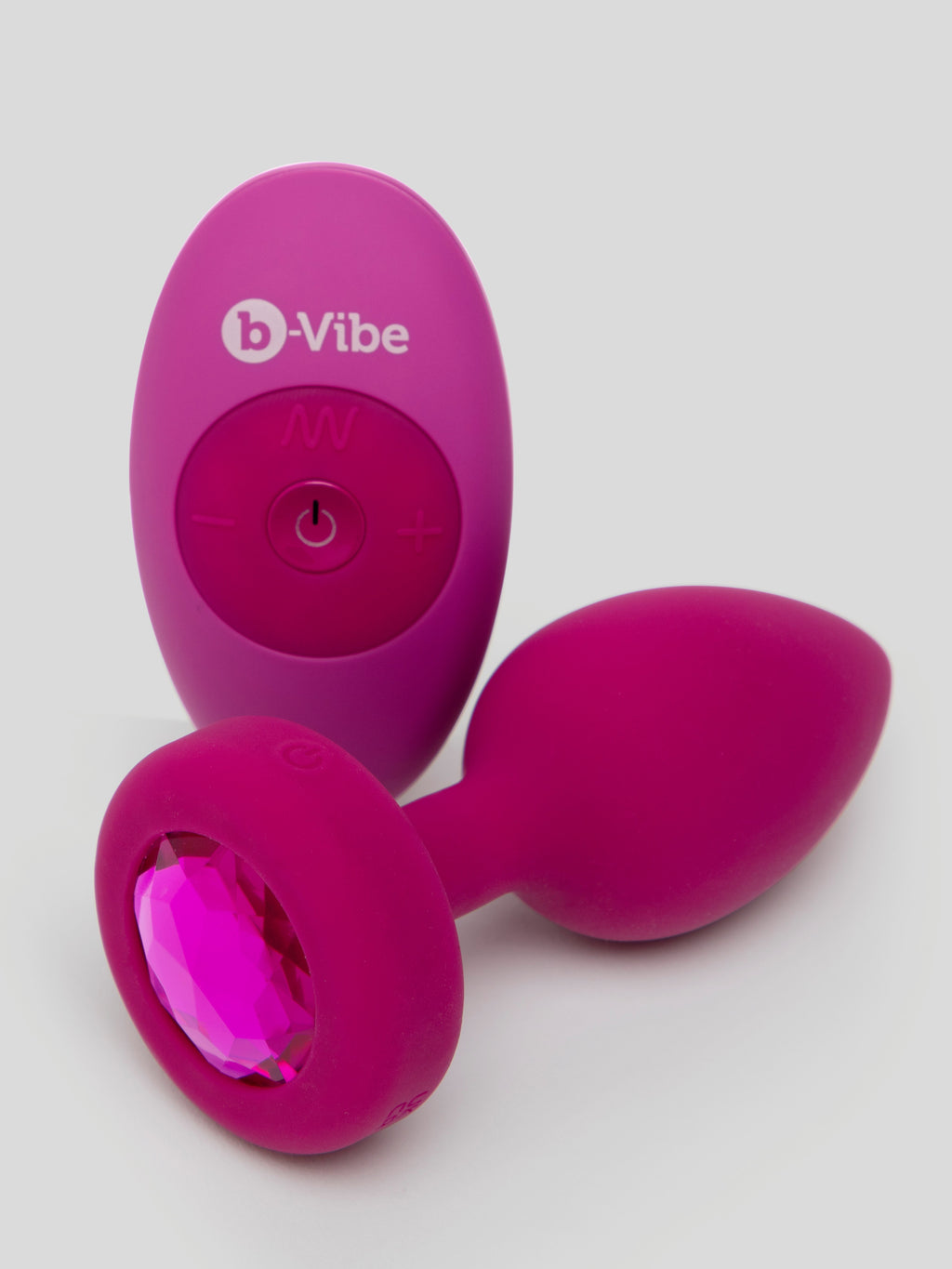 B-Vibe Remote Control Rechargeable Vibrating Silicone Jewelled Butt Plug , Pink
