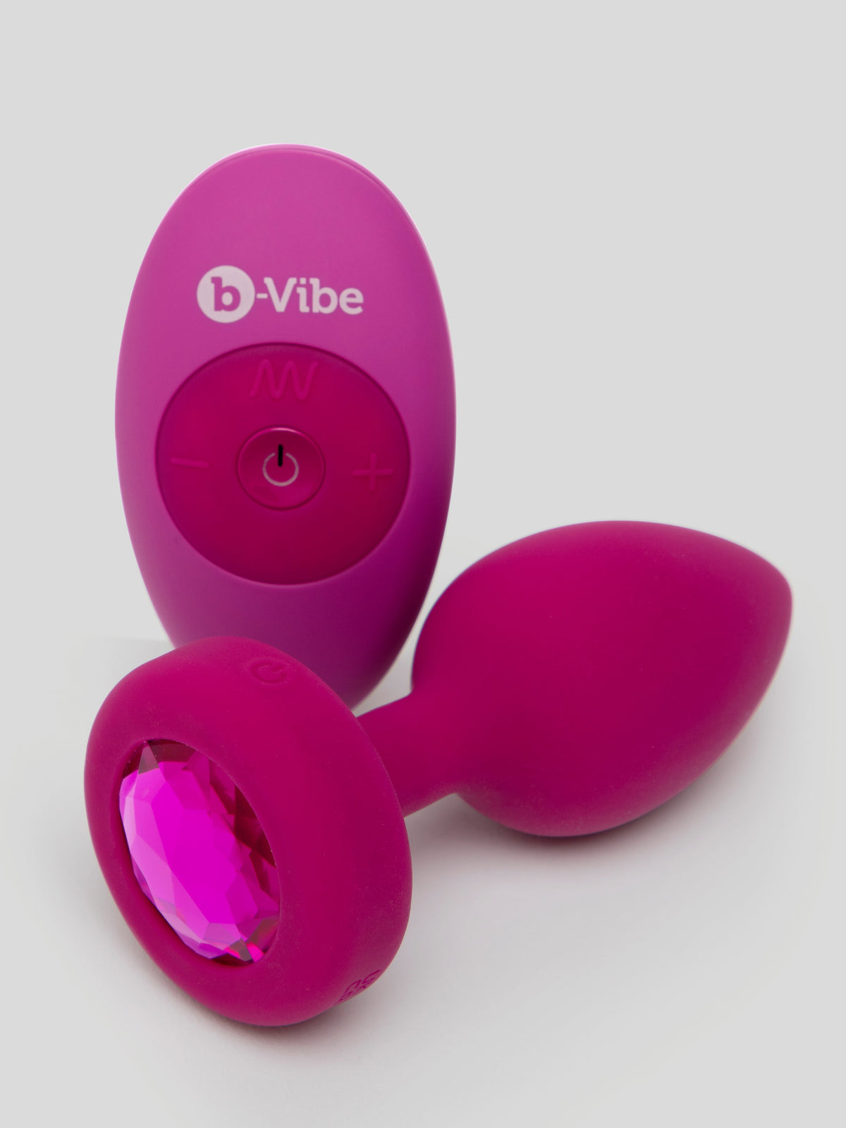 B-Vibe Remote Control Rechargeable Vibrating Silicone Jewelled Butt Plug , Pink