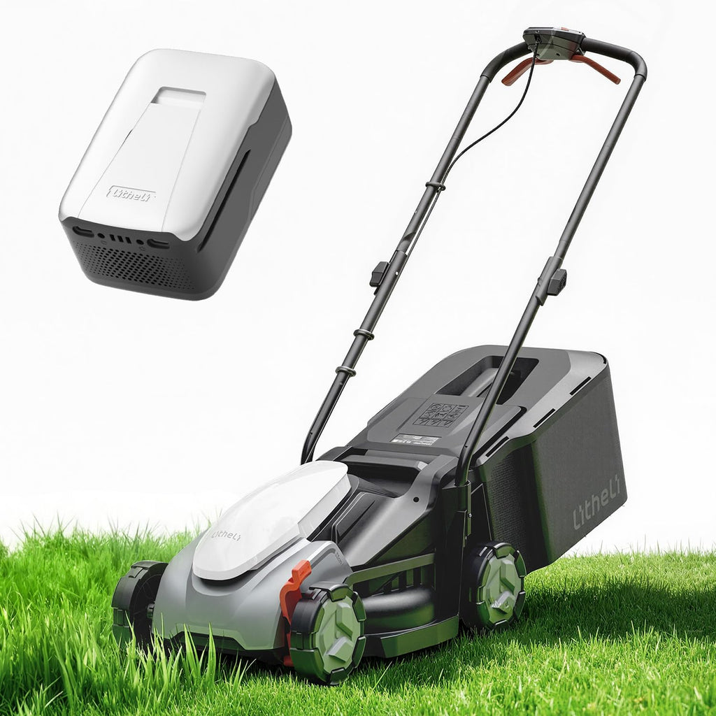 14 Inch Cordless Lawn Mower, 8.0Ah Battery Powered Brushless Push Mower, Long Runtime for Small to Mid Yards, 5-Position Height Adjustment, 9 Gallon Bag, Lightweight