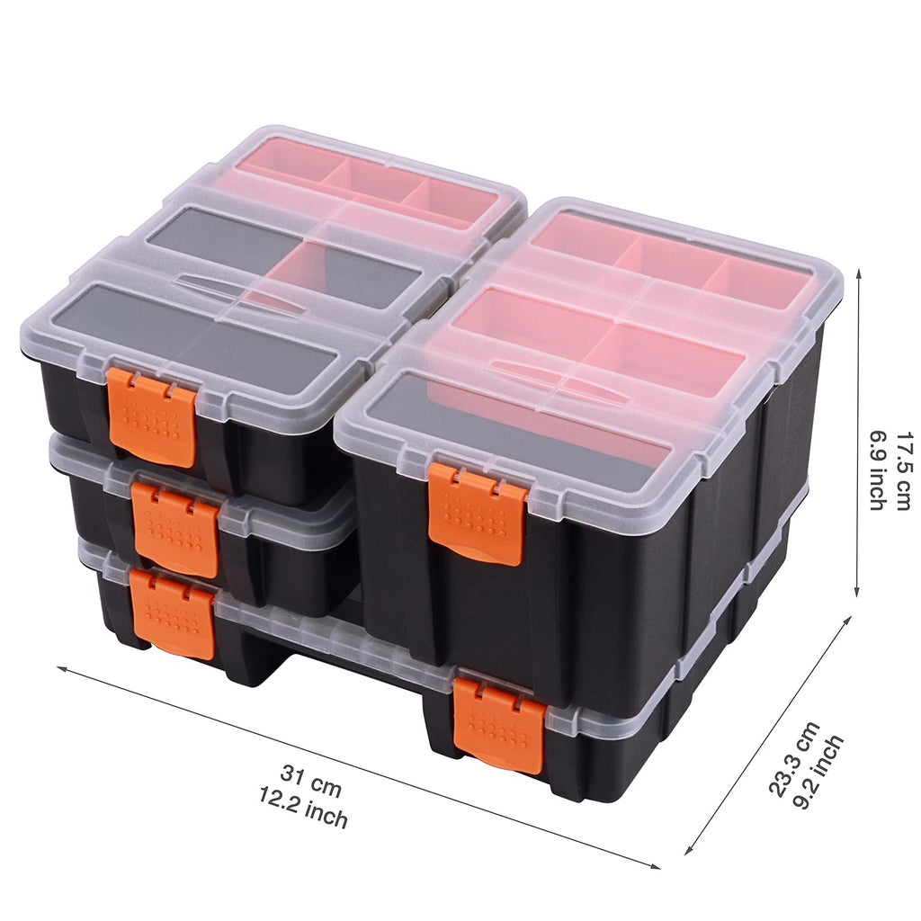 Hardware & Parts Organizers, 4 Piece Set Toolbox, Compartment Small Parts Organizer, Versatile and Durable StoraTool Box