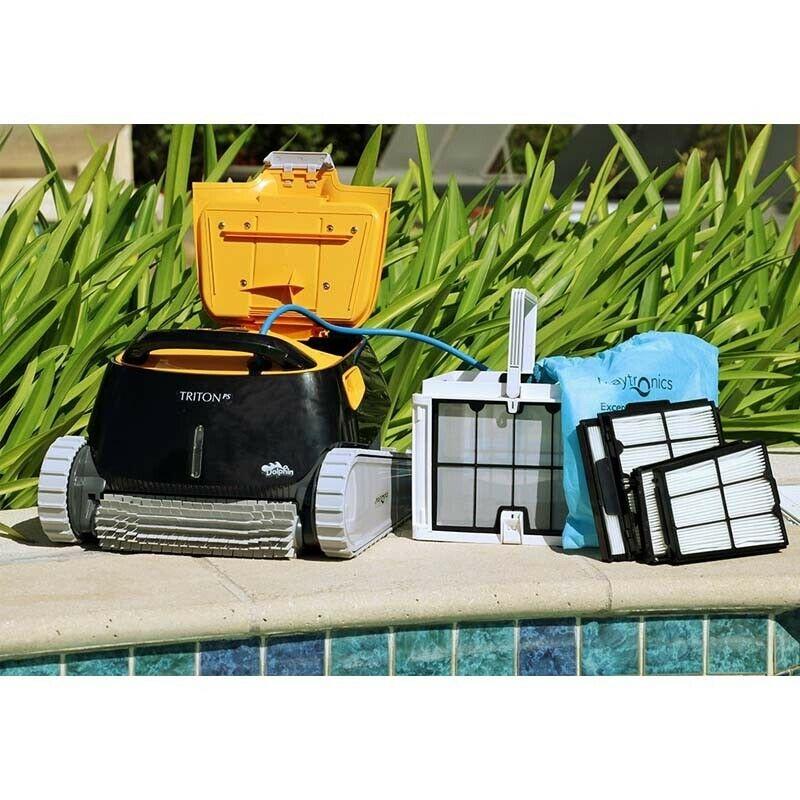 dolphin triton ps automatic robotic pool cleaner w/ superior scrubbing power