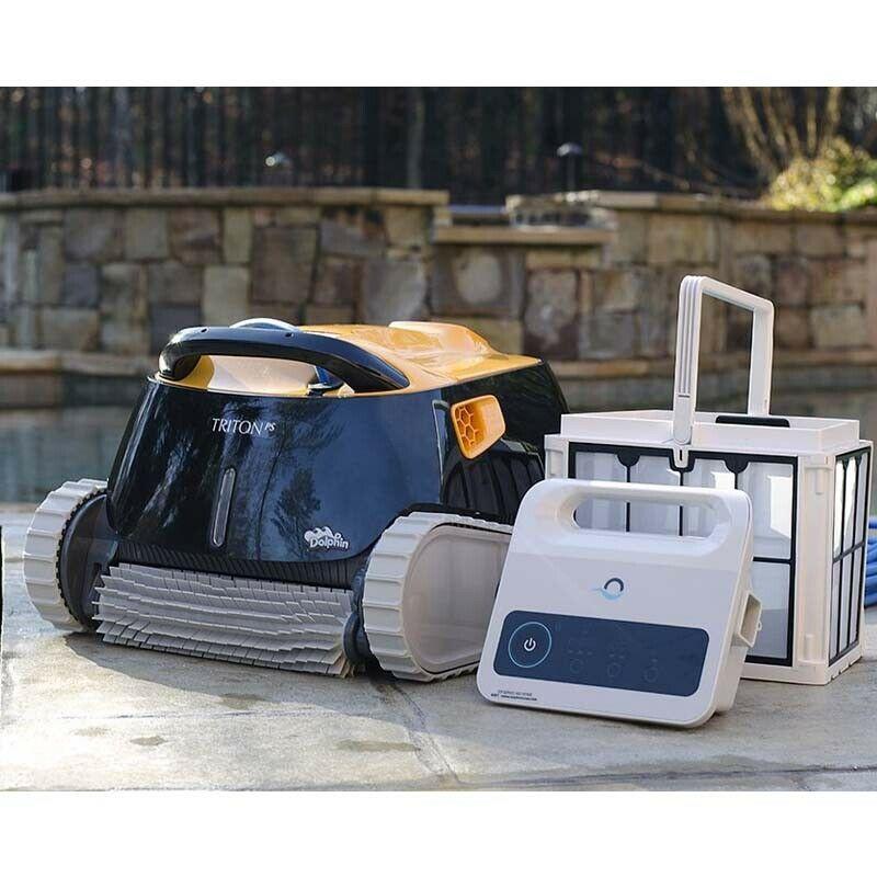 dolphin triton ps automatic robotic pool cleaner w/ superior scrubbing power