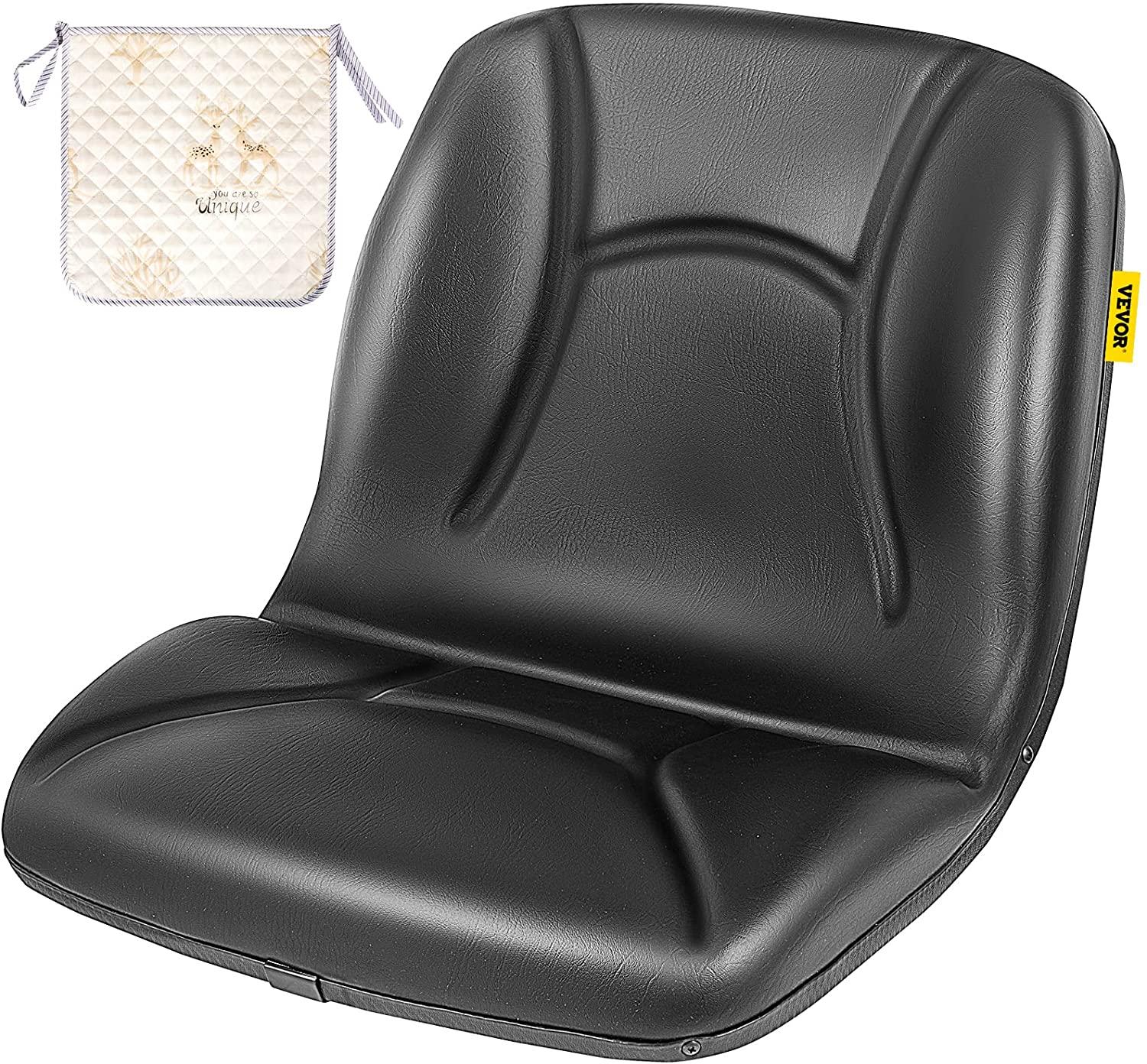 vevor universal kubota seat replacement, compact high back tractor seat, black vinyl forklift seat, 17.8" x 16" x 19" skid steer seat with pre-drilled holes, fit forklift, tractor, skid loader