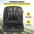 vevor universal kubota seat replacement, compact high back tractor seat, black vinyl forklift seat, 17.8" x 16" x 19" skid steer seat with pre-drilled holes, fit forklift, tractor, skid loader
