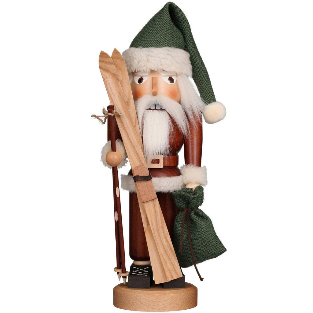 15.5" Standing Christian Ulbricht Handcrafted Wooden Santa Skier Nutcracker