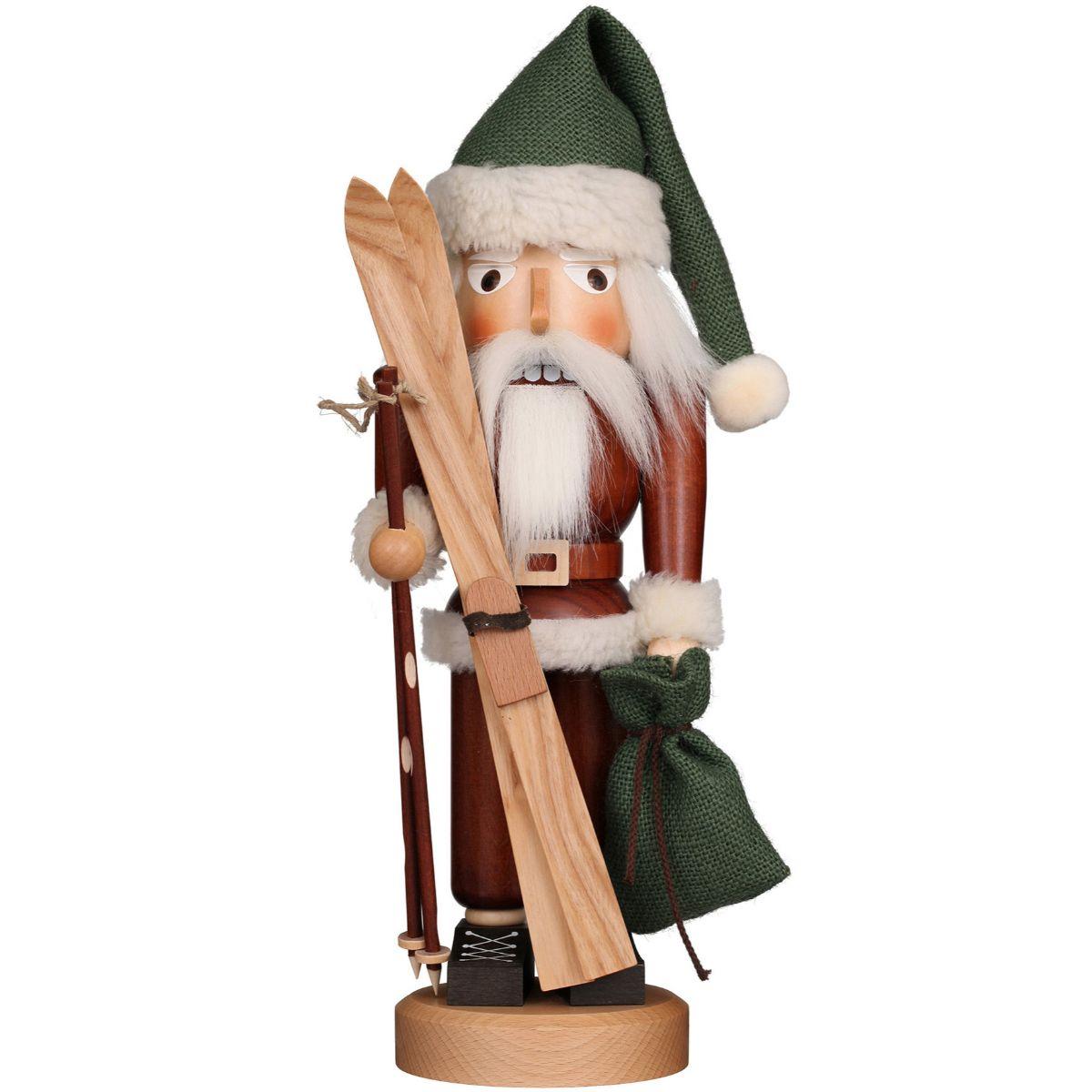 15.5" Standing Christian Ulbricht Handcrafted Wooden Santa Skier Nutcracker