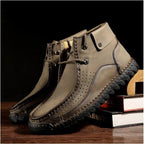 Men Hand Stitching Microfiber Genuine Leather Boots