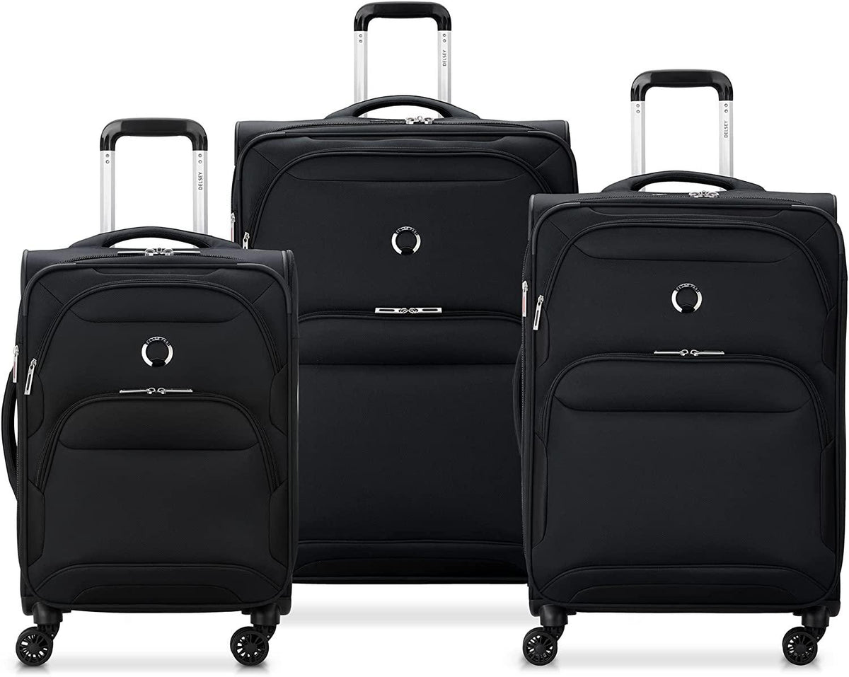 Sky Max 2.0 Softside Expandable Luggage with Spinner Wheels, Black, 3 Piece Set