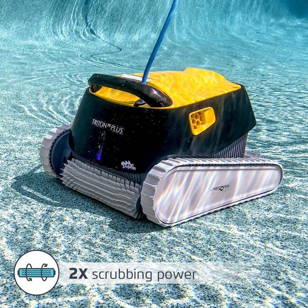 dolphin triton ps plus wifi operated robotic pool [vacuum] cleaner - ideal for in ground swimming pools up to 50 feet - powerful suction to pick up small debris - easy to clean top load filter basket