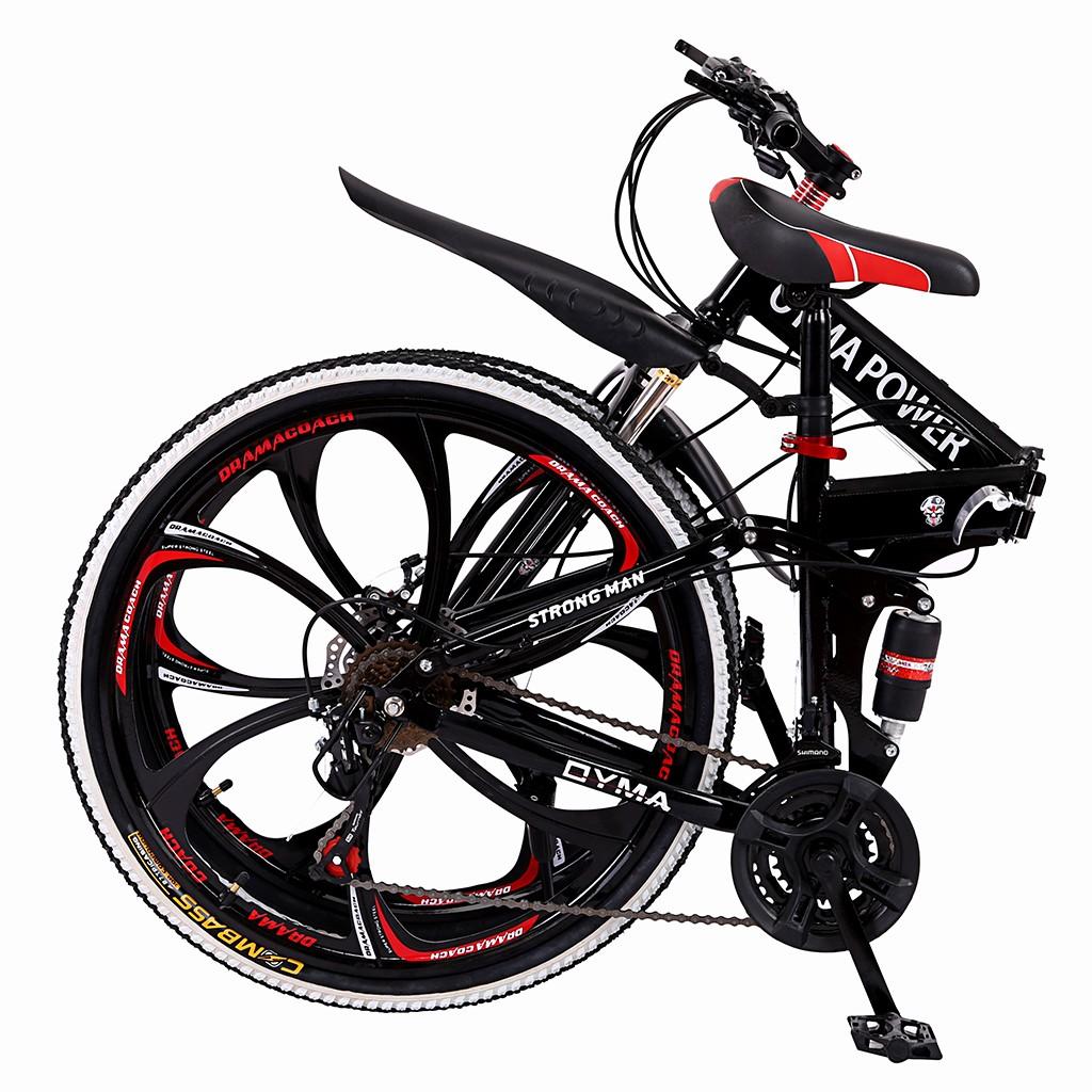 Abcnature 26" Men's Outroad Mountain Bike 21-Speed Folding Double Disc Brake Bicycle Black