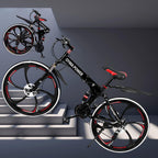 Abcnature 26" Men's Outroad Mountain Bike 21-Speed Folding Double Disc Brake Bicycle Black