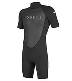 ONeill Wetsuits ONeill Mens Reactor-2 2mm Back Zip Short Sleeve Spring Wetsuit, Black/Black, XL