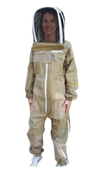 oz armour beekeeping suit khaki heavy duty poly cotton suit bee costume with 2 hoods fencing/folding veil &amp; round brim hat (5x-l)