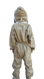 oz armour beekeeping suit khaki heavy duty poly cotton suit bee costume with 2 hoods fencing/folding veil &amp; round brim hat (5x-l)