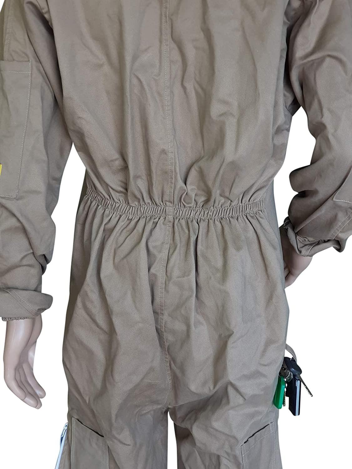 oz armour beekeeping suit khaki heavy duty poly cotton suit bee costume with 2 hoods fencing/folding veil &amp; round brim hat (5x-l)