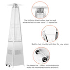 42000 BTU Stainless Steel Material Pyramid Glass Tube Flame Outdoor Heater with Long Strips of Flame with Aluminum Top Reflector Shield Heating Up to 115 Square feet