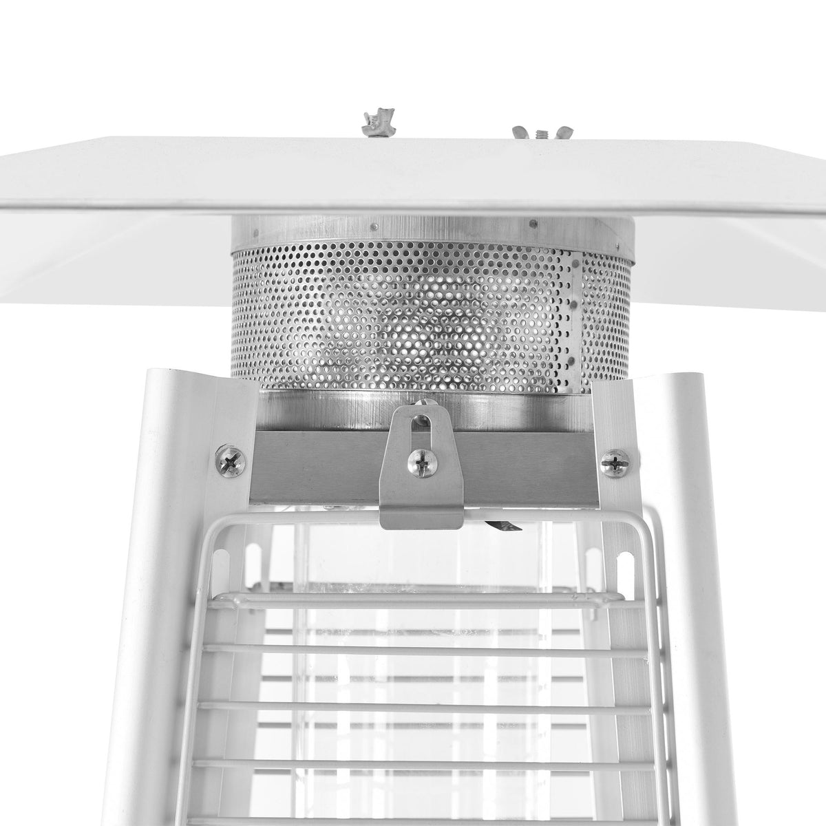 42000 BTU Stainless Steel Material Pyramid Glass Tube Flame Outdoor Heater with Long Strips of Flame with Aluminum Top Reflector Shield Heating Up to 115 Square feet