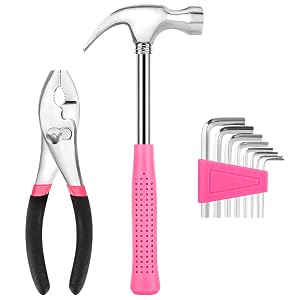 39pcs Pink Household Tool Set, Essential Hand Tool Kit with Plastic Toolbox for Home Repairs, DIY & Crafts, Perfect for Students & Everyday Use