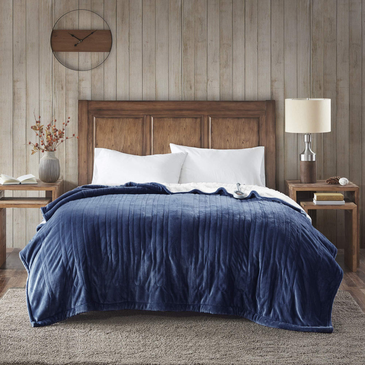 Gracie MIlls Elect Electric Blanket with 20 Heat Level Setting Controller Twin: 62x84" Indigo -WR54-1759