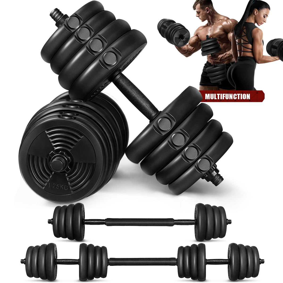 30kg Adjustable Dumbbell Set Barbell Exercise Fitness Equipment Sport Supplies for Building Body Weight Loss