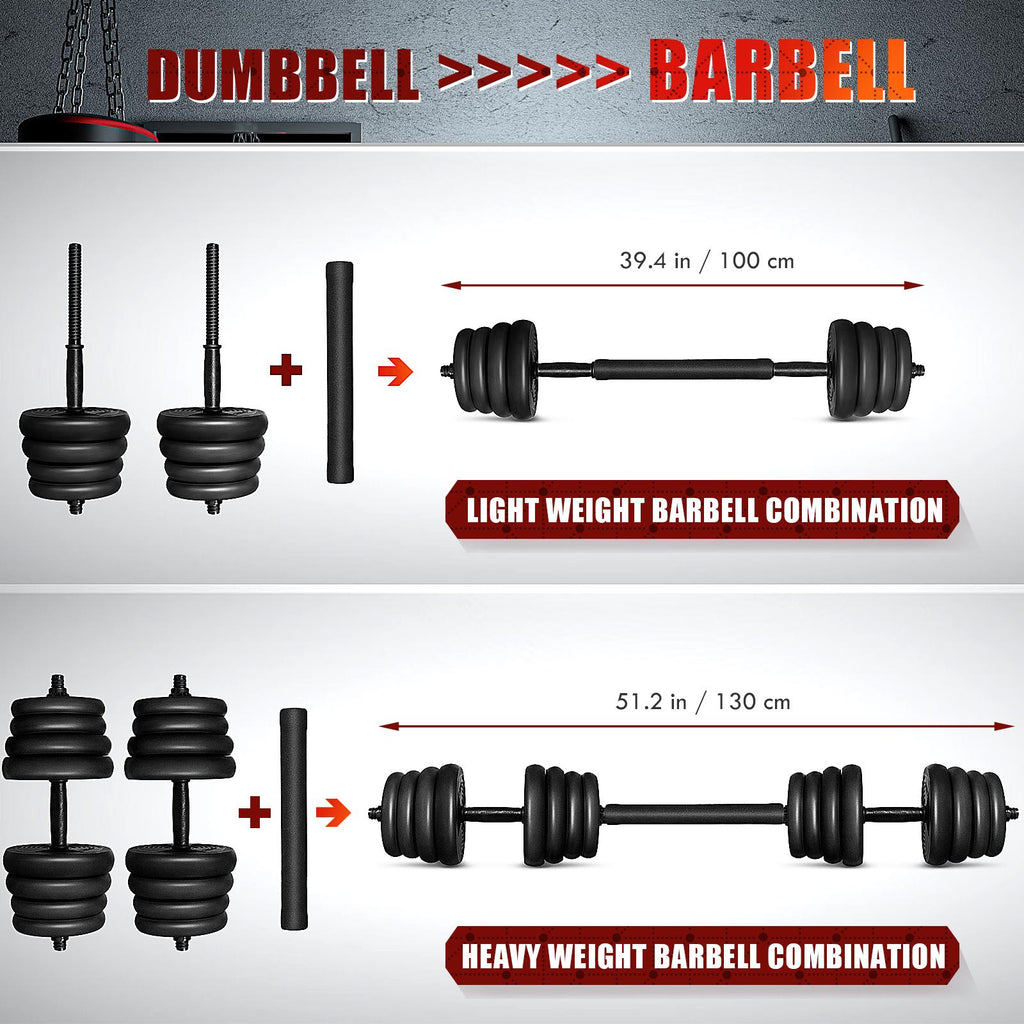 30kg Adjustable Dumbbell Set Barbell Exercise Fitness Equipment Sport Supplies for Building Body Weight Loss