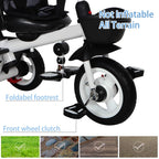 BOOWAY Baby Tricycle, 6-in-1 Kids Stroller Tricycle with Adjustable Push Handle, Removable Canopy, Safety Harness for 6 Months - 5 Year Old