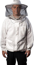 forest beekeeping vented-jacket with round veil hood, ventilated premium beekeeper jackets ykk brass zippers, professional, commercial, and beginner beekeepers (4xl)