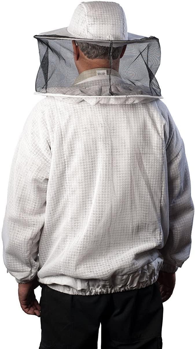 forest beekeeping vented-jacket with round veil hood, ventilated premium beekeeper jackets ykk brass zippers, professional, commercial, and beginner beekeepers (4xl)