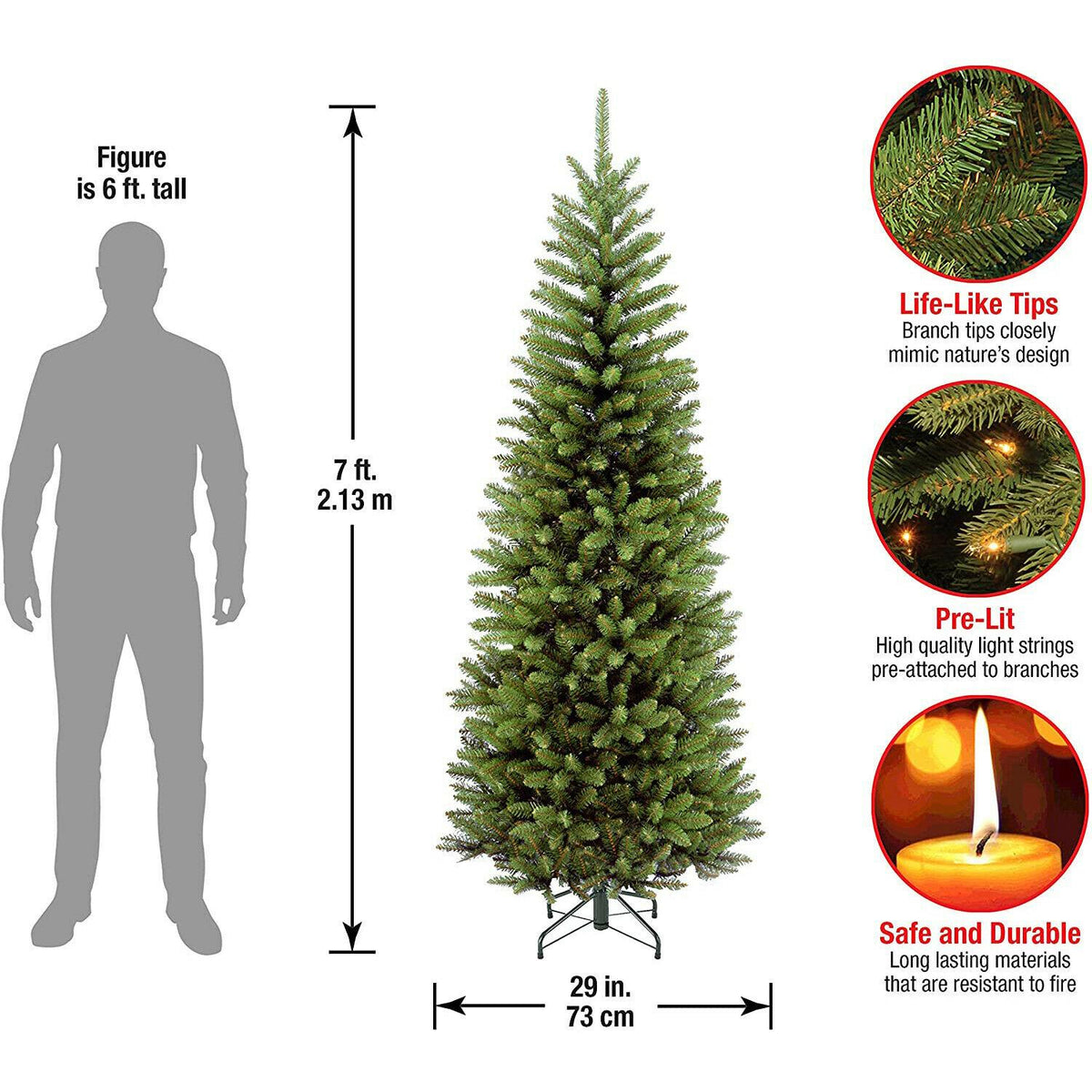 National Tree Company Kings7 Foot Slim Christmas Tree &amp; Color String Lights