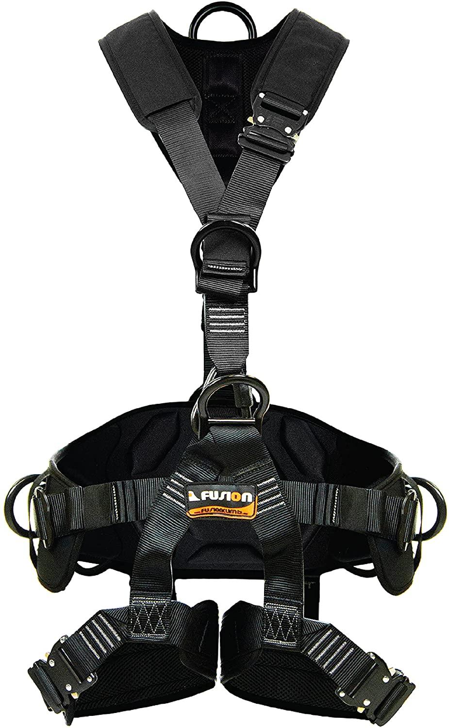 Fusion Climb Tac Rescue Tactical Full Body 3D EVA Padded Heavy Duty Adjustable Zipline Harness 23kN L-XL Black