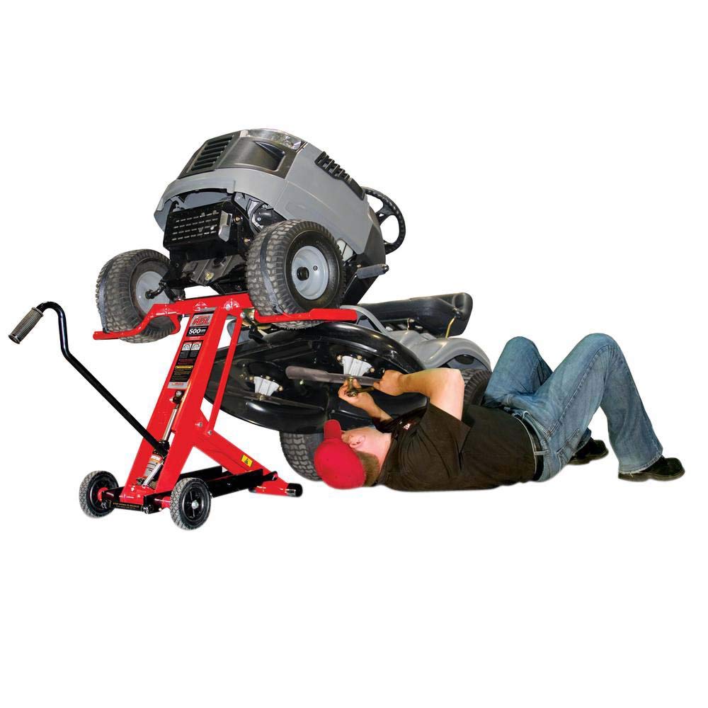 45501 HDL500 Hydraulic Cylinder Lift Jack for Zero Turn Radius Riding Lawn Mower Maintenance and Repair - 500 Pound Lift Capacity with LocBar for Added Safety