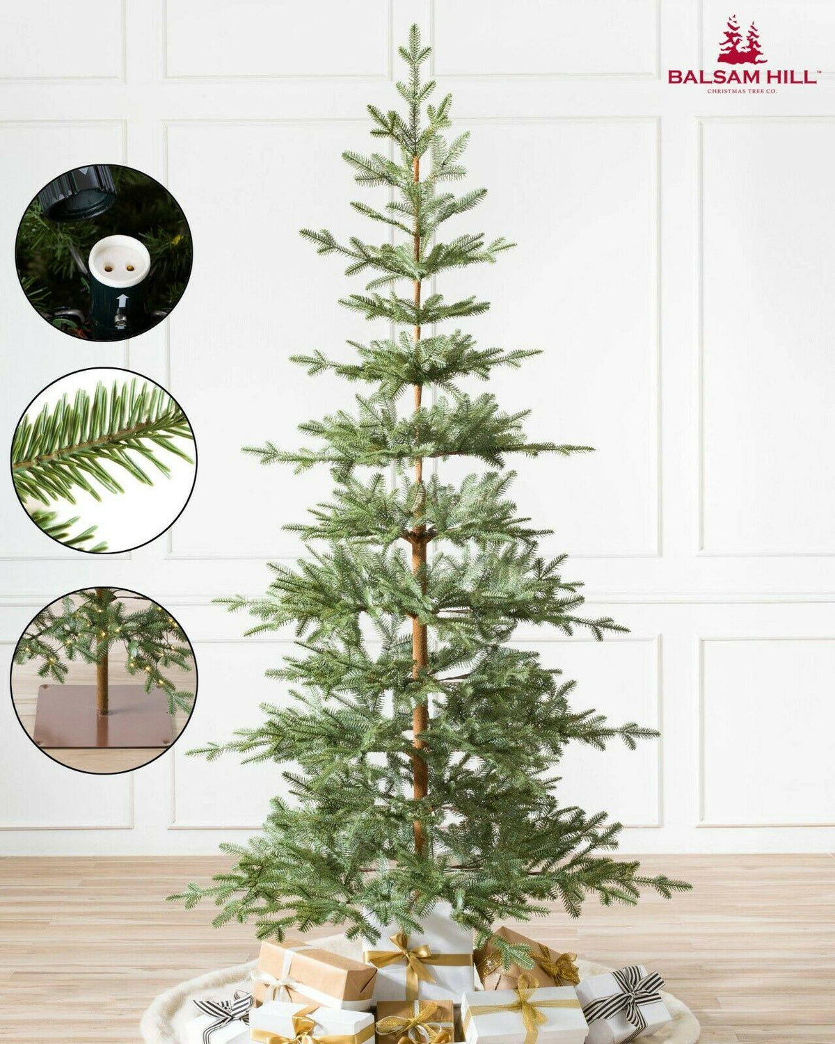 Balsam Hill Alpine Balsam Fir Tree Height 7.5 Ft Width 48" Clear LED Fairy Light