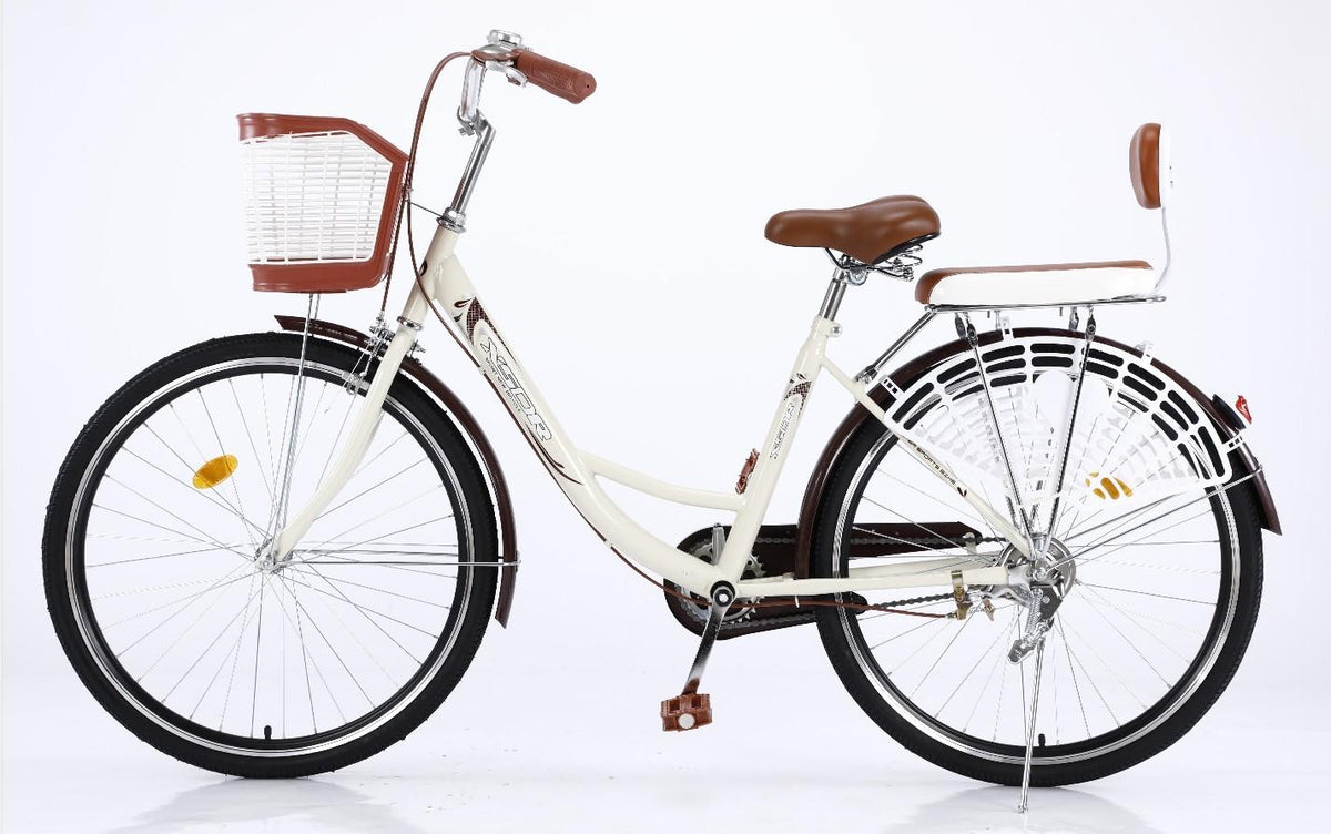 24 Inch 1 Speed Classic Retro Style Bike with Basket and Backseat , Cruiser Bike,Cruiser Bikes