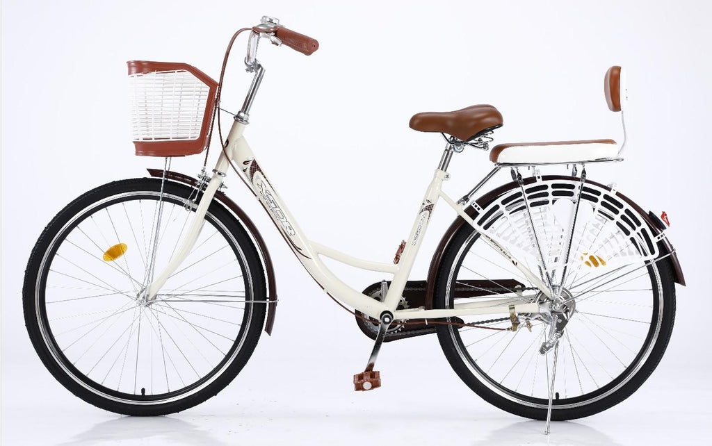 24 Inch 1 Speed Classic Retro Style Bike With Basket And Backseat , Cruiser Bike, Cruiser Bikes